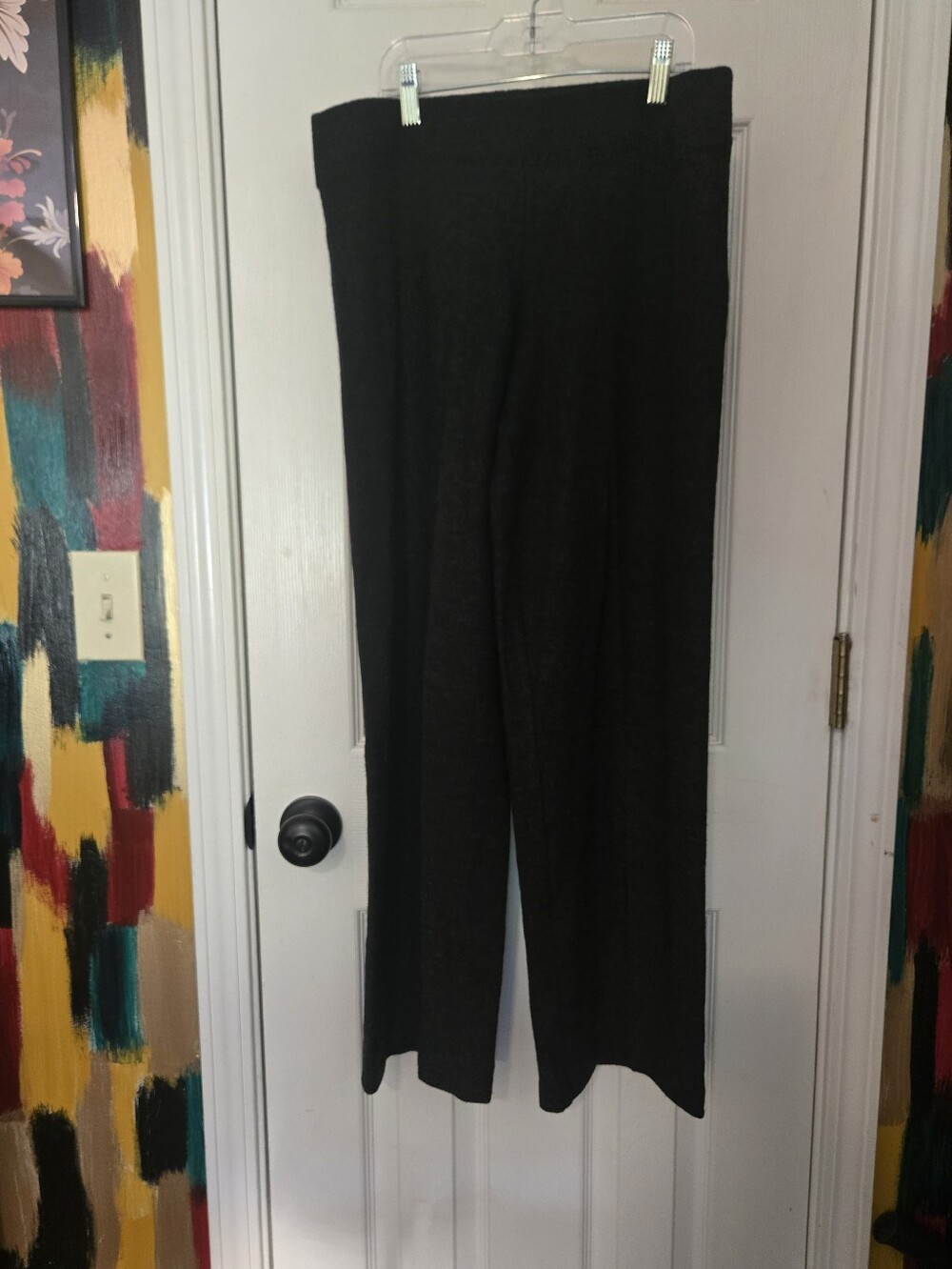 Eileen Fisher Black Wide Leg Pull On Pants Size Small Petite - Picture 1 of 6